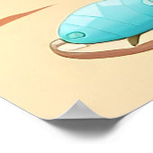 Cartoon Krab, Palmbomen en Schelpen Poster (Hoek)