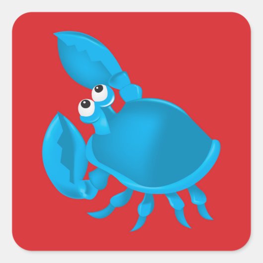 Cartoon krab vierkante sticker (Voorkant)