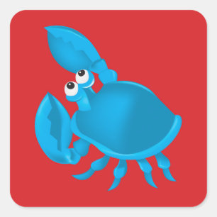 Cartoon krab vierkante sticker