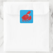 Cartoon krab vierkante sticker (Tas)