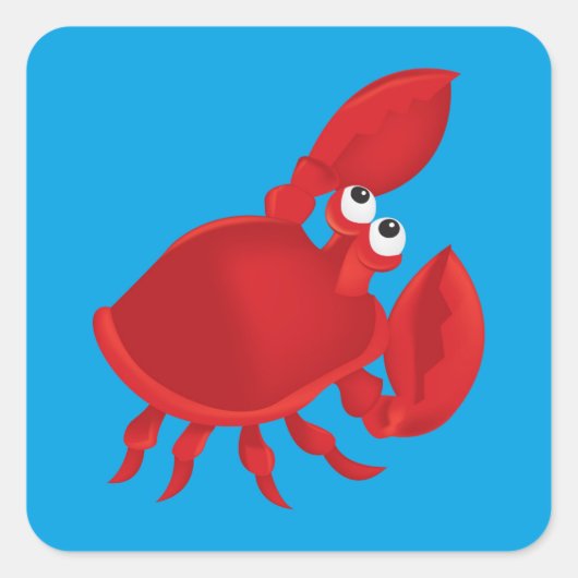 Cartoon krab vierkante sticker (Voorkant)