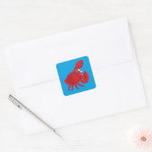 Cartoon krab vierkante sticker (Envelop)