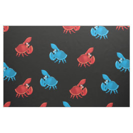 Cartoon Krab Vis Print Patroon Stof