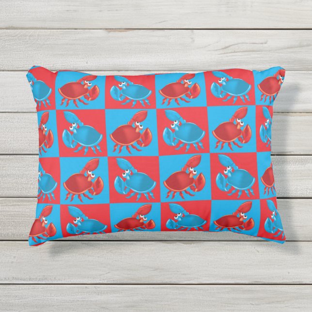 Cartoon krabmozaïek buitenkussen (Voorkant)