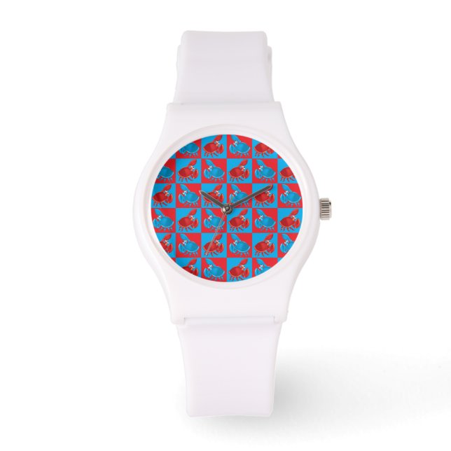 Cartoon krabmozaïek horloge (Voorkant)