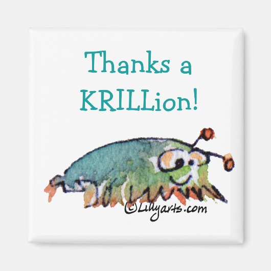 Cartoon Krill Dank u Cadeaumagneet Magneet (Voorkant)