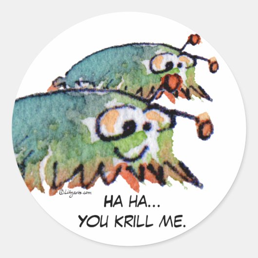 Cartoon Krill Grappige Stickers - Pas tekst aan (Voorkant)