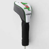 Cartoon krokodil die golf speelt met een rood pet. golfheadcover (Schuin)