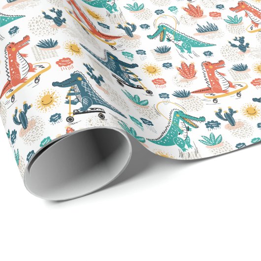 Cartoon Krokodil:  dierenbehang Cadeaupapier (Rol Hoek)