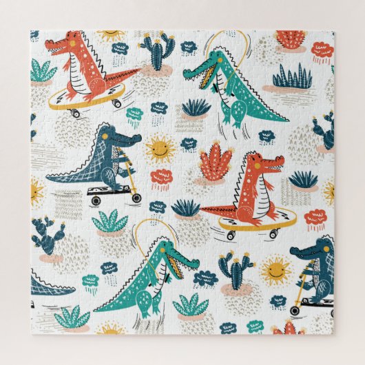 Cartoon Krokodil:  dierenbehang Legpuzzel (Verticaal)