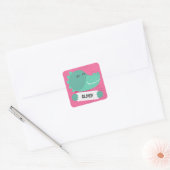 Cartoon Krokodil mit Namensschild - pink Vierkante Sticker (Envelop)