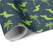 Cartoon Krokodillen: Alligator palmen patroon. Cadeaupapier (Rol Hoek)