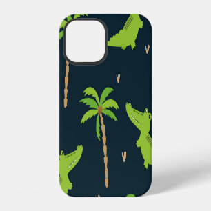 Cartoon Krokodillen: Alligator Palmen Patroon. iPhone 12 Hoesje