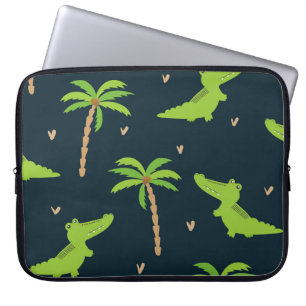 Cartoon Krokodillen: Alligator palmen patroon. Laptop Sleeve