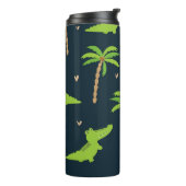Cartoon Krokodillen: Alligator palmen patroon. Thermosbeker (Gedraaid links)