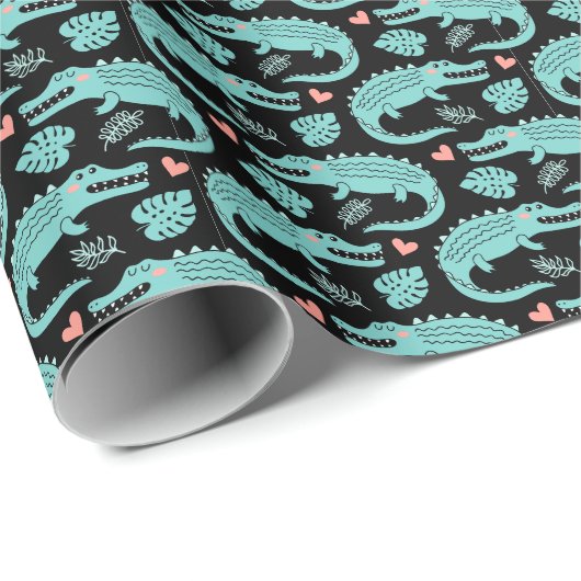 Cartoon krokodillen, schattig naadloos patroon. cadeaupapier (Rol Hoek)