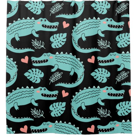 Cartoon krokodillen, schattig naadloos patroon. douchegordijn (Voorkant)