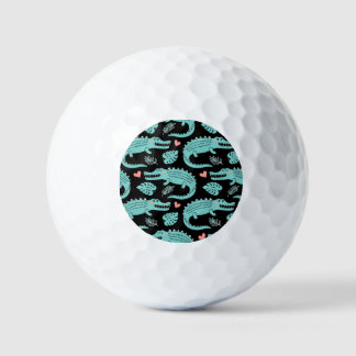 Cartoon krokodillen, schattig naadloos patroon. golfballen