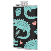 Cartoon krokodillen, schattig naadloos patroon. heupfles (Links)