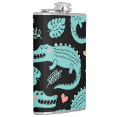 Cartoon krokodillen, schattig naadloos patroon. heupfles (Rechts)