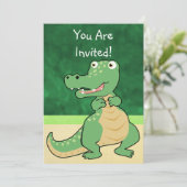 Cartoon krokodillenuitnodiging kaart (Staand voorkant)
