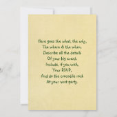 Cartoon krokodillenuitnodiging kaart (Achterkant)