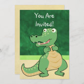 Cartoon krokodillenuitnodiging kaart (Voorkant / Achterkant)