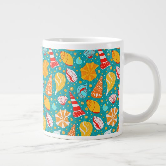 Cartoon kruipen met zand en ornament doedelen grote koffiekop (Rechts)