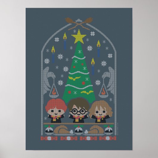 Cartoon Kruissteek HOGWARTS™ Kerstmaal Poster (Voorkant)