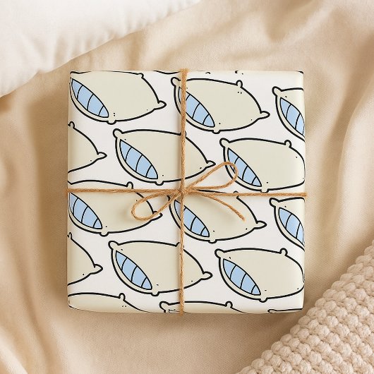 Cartoon kussen met reus cadeaupapier