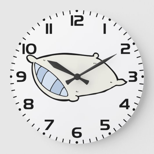 Cartoon kussen met reus grote klok (Voorkant)