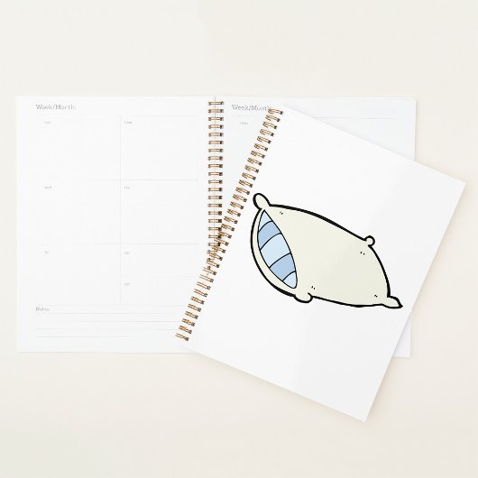 Cartoon kussen met reus planner