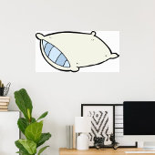 Cartoon kussen met reus poster