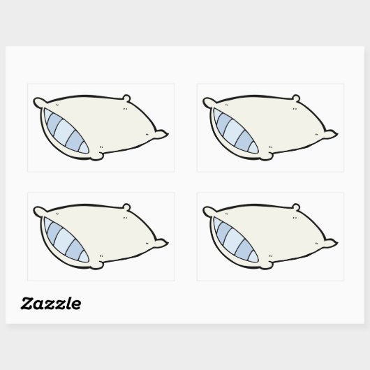 Cartoon kussen met reus rechthoekige sticker (Vel)