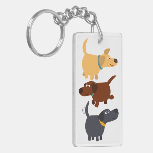 Cartoon Labradors in 3 Flavors AcrylSleutelhanger Sleutelhanger (Voorkant Links)