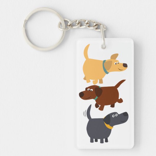 Cartoon Labradors in 3 Flavors AcrylSleutelhanger Sleutelhanger (Voorkant)