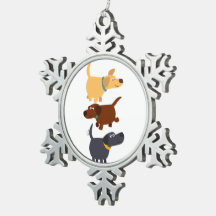 Cartoon Labradors in 3 Flavors Pewter Ornament