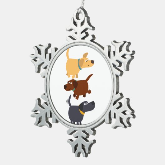 Cartoon Labradors in 3 Flavors Pewter Ornament (Rechts)