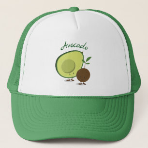 Cartoon lachen Avocado en Avocado Pit Characters Trucker Pet