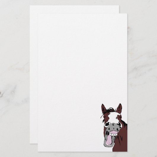 Cartoon Lachen Paard Fun Briefpapier (Voorkant / Achterkant)