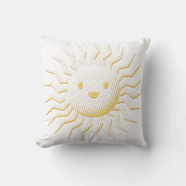 Cartoon Lachende Zon Gezicht Kussen (Voorkant)