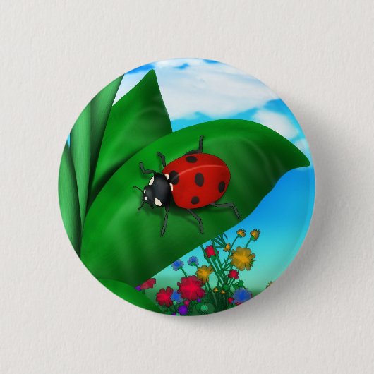 Cartoon Lady Bug Ronde Button 5,7 Cm (Voorkant)