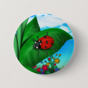 Cartoon Lady Bug Ronde Button 5,7 Cm