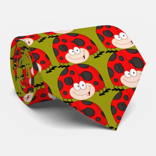 Cartoon Lady Bug Stropdas (Opgerold)