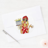 Cartoon Lady met Cake en kaarsen Sticker (Envelop)