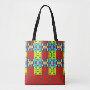 Cartoon Lady Pop Art Patterned Canvas tas