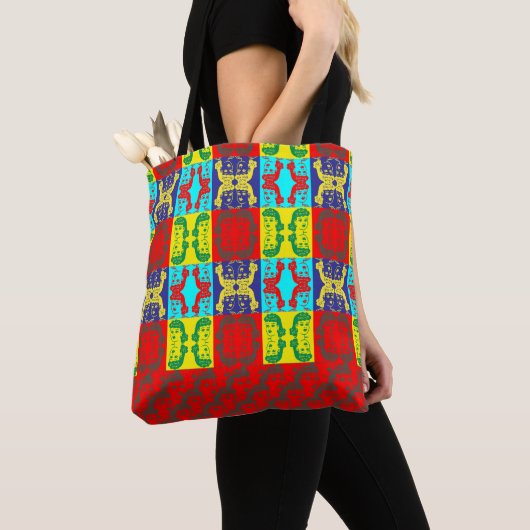 Cartoon Lady Pop Art Patterned Canvas tas (Dichtbij)