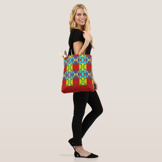 Cartoon Lady Pop Art Patterned Canvas tas (Op model)
