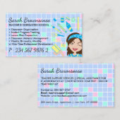 Cartoon Lady Teacher School benodigdheden Visitekaartje (Voorkant / Achterkant)