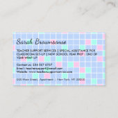 Cartoon Lady Teacher School benodigdheden Visitekaartje (Achterkant)